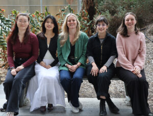 L-R: Ziyuan Ma, Eunice Yeo, Dr Fiona Cousins, Sara Zirak and Lacey Klompmaker