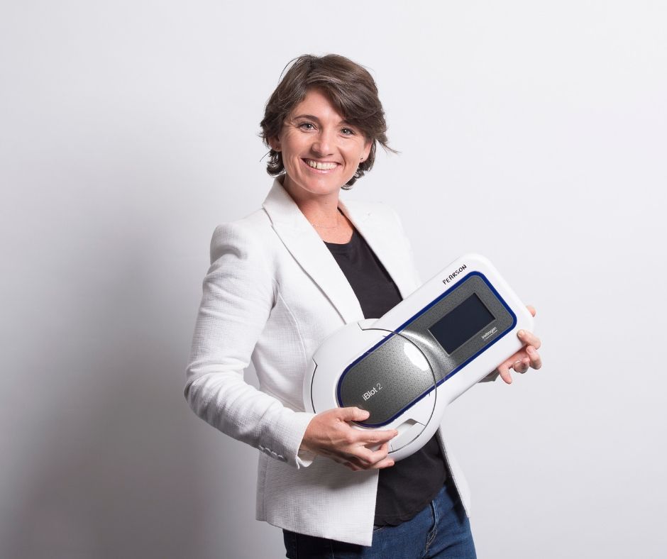 Dr Pearson with and iBlot2 - an instrument that transfers proteins to a membrane so they can be detected using using antibodies.