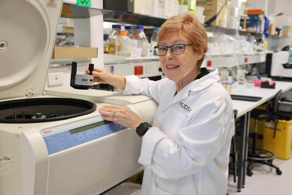 Professor Caroline Gargett in the lab