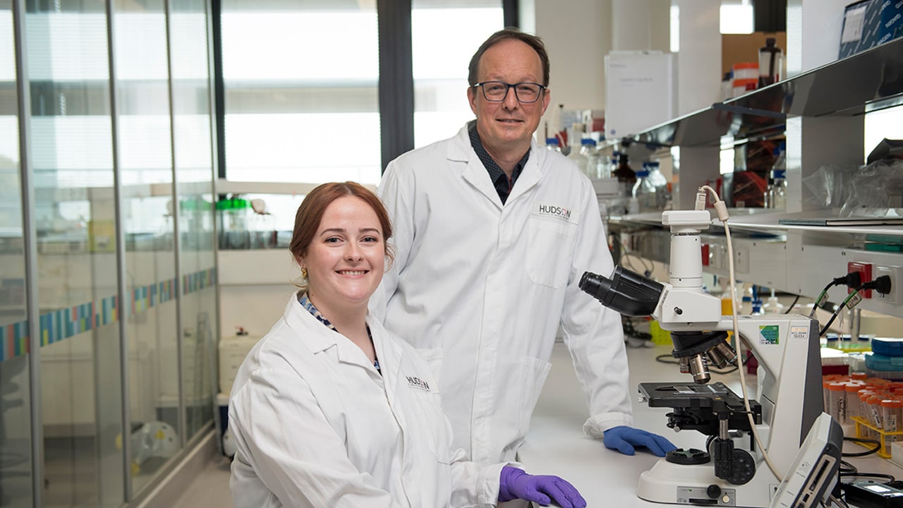 Postdoctoral Scientist Ellen Jarred and her science mentor, Associate Professor Patrick Western 