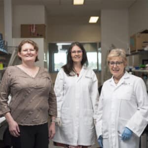 Nicole Fernley, Dr Caitlin Filby and Professor Caroline Gargett