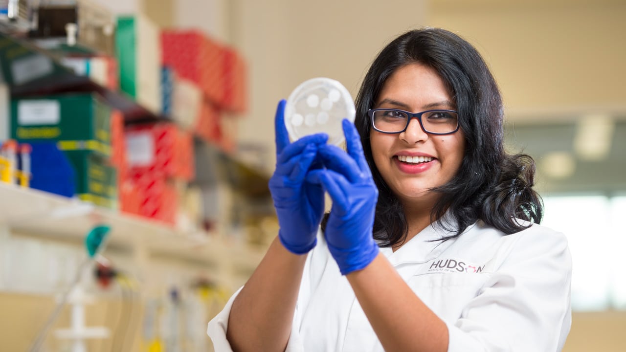 Dr Shayanti Mukherjee researching POP in the lab