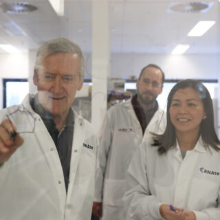 L-R: Professor Paul Hertzog, Associate Professor Michael Gantier, Dr Esther Ling