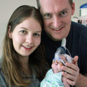 Dani and Darren holding baby Jack Born preterm