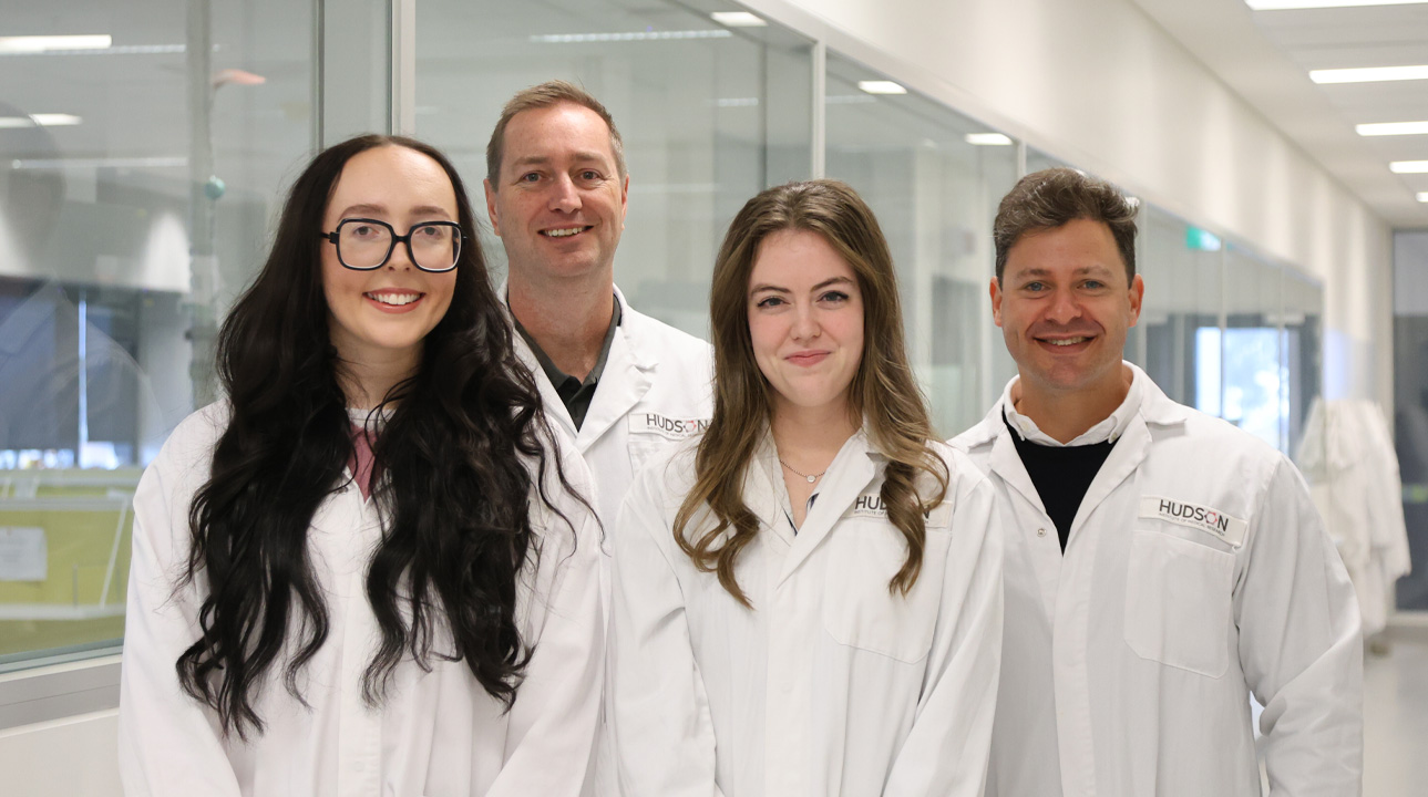 L-R: Dr Sharmony Kelly, Professor Graeme Polglase, Emma Vandenberg, Dr Robert Galinsky intrauterine inflammation