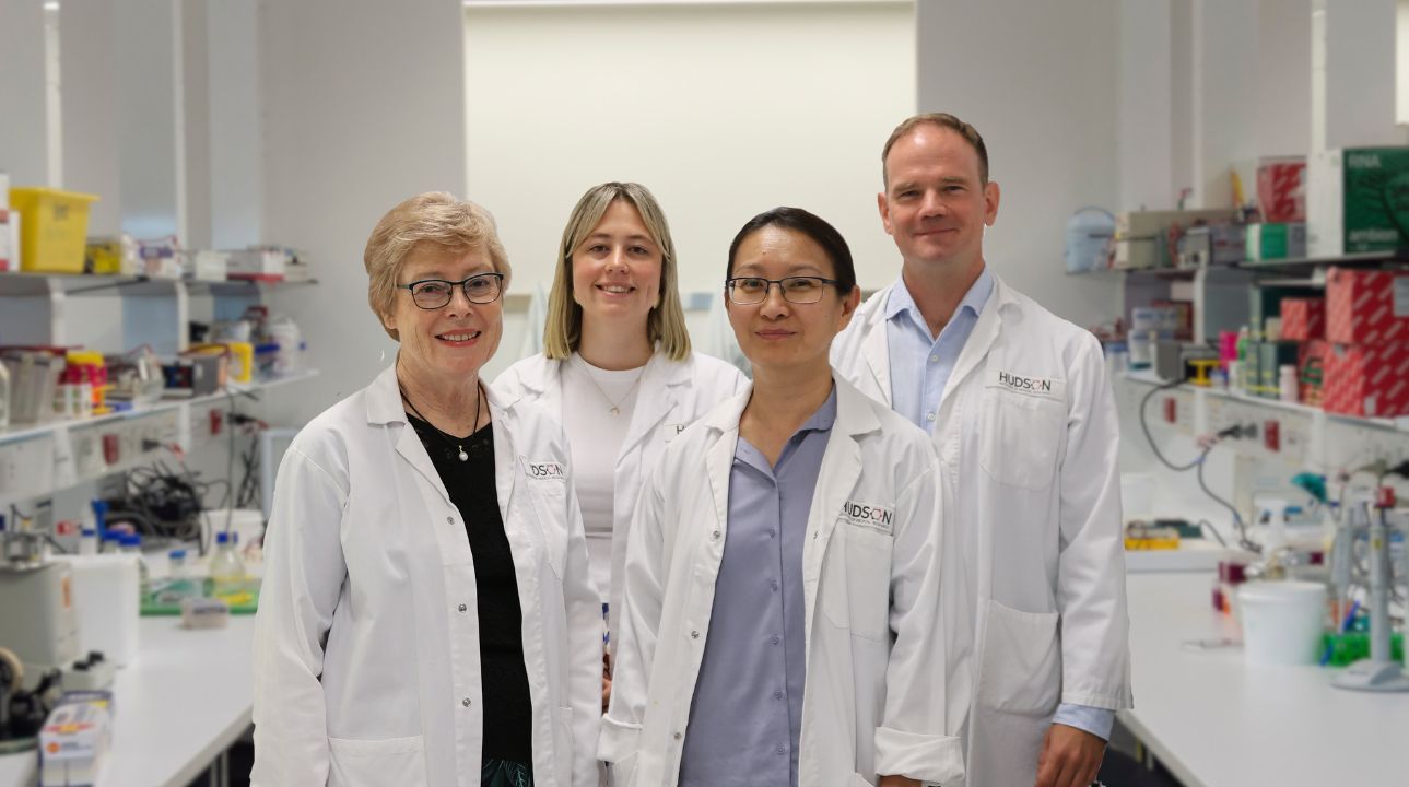L-R: Professor Caroline Gargett, Dr Harriet Fitzgerald, Dr Shanti Gurung, Dr Thomas Tapmeier receiving Endometriosis funding