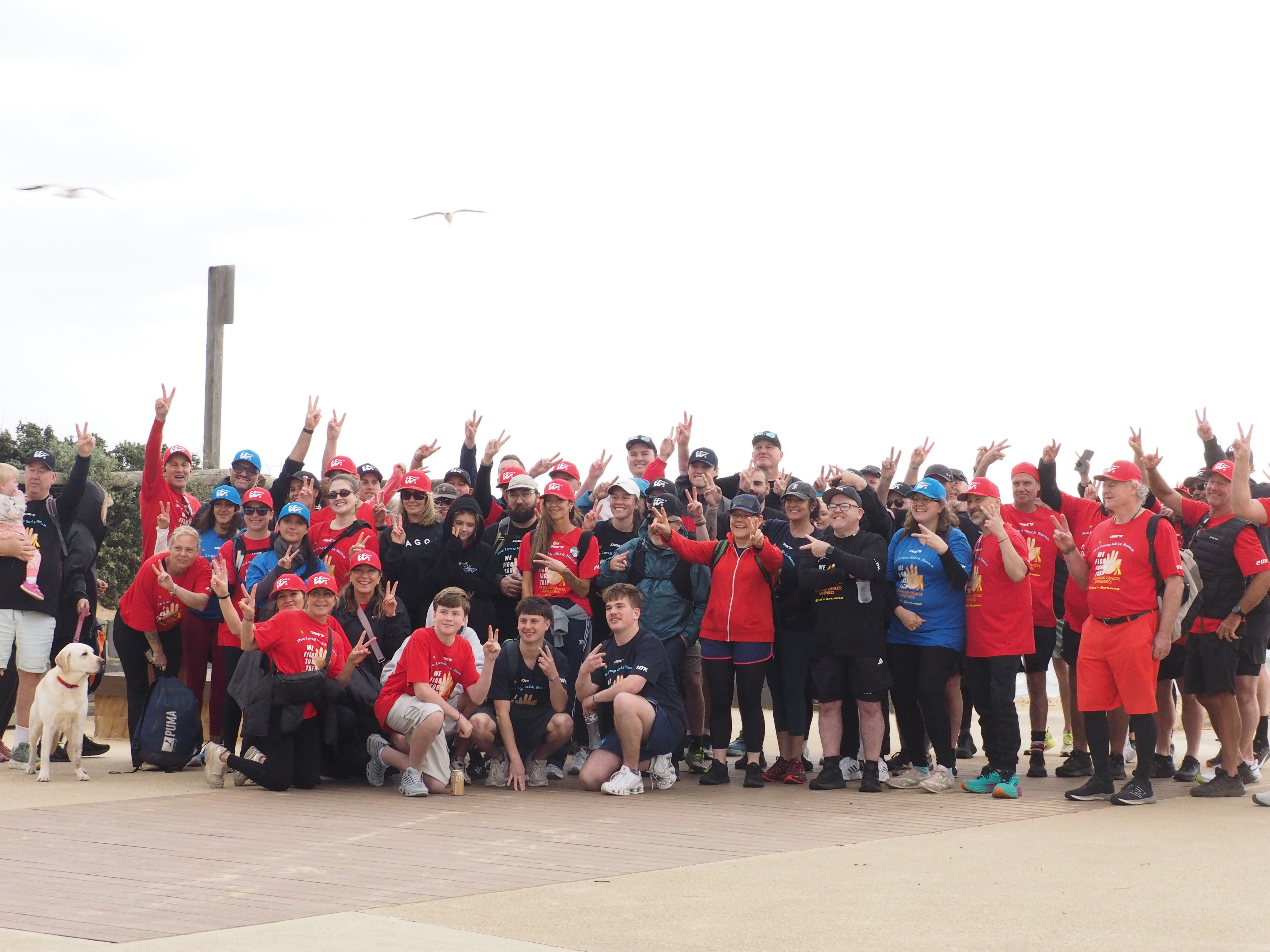 Team Cade at Franskston Pier after completing the inaugural 40km Long Walk Home on September 26, 2025.