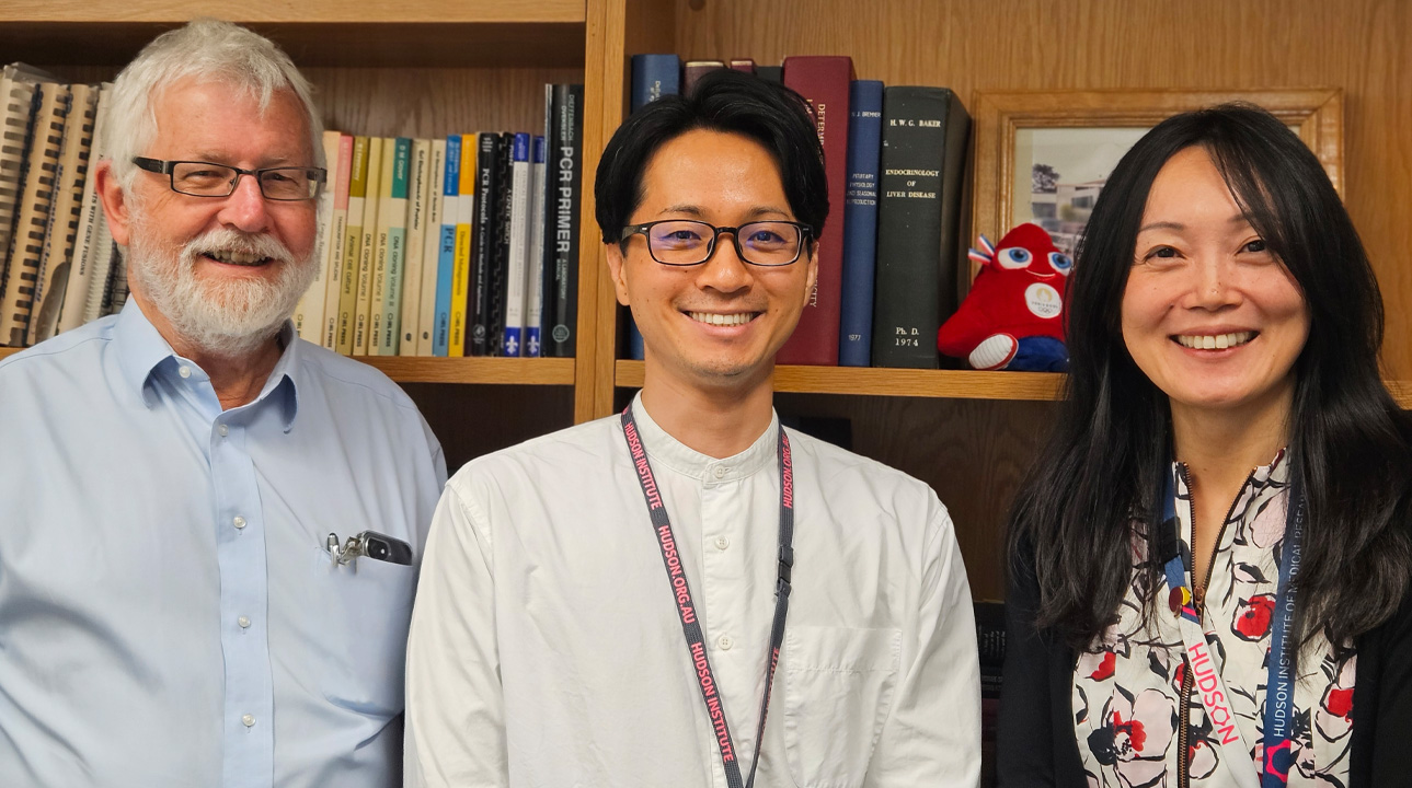 L-R: Professor Peter Fuller, Dr Sho Katsuragawa, Associate Professor Jun Yang and their research on Primary Aldosteronism treatment