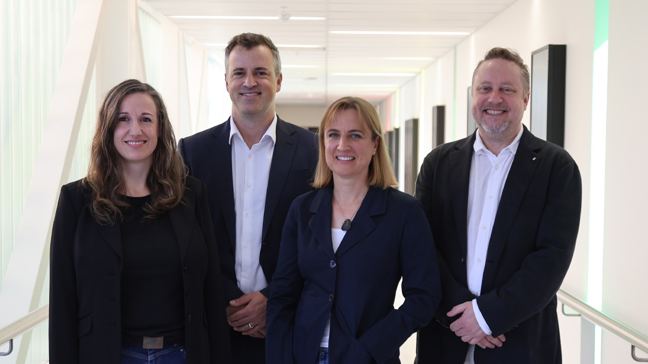 L-R: Dr Ina Rudloff, Associate Professor Andrew Ellisdon (from Monash Biomedicine Discovery Institute), Professors Marcel and Claudia Nold